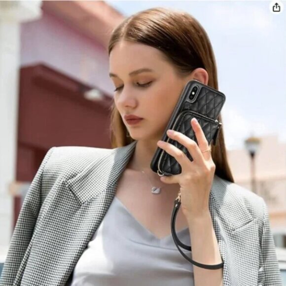 Kate Spade Case Apple iPhone 14 Pro Leopard Print Crossbody Faux Quilted Leather - Picture 14 of 16